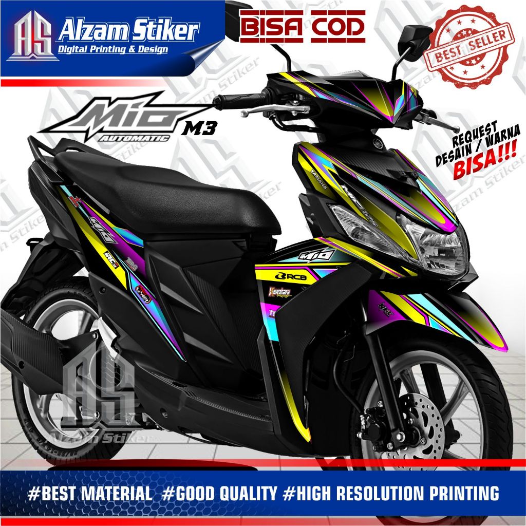 Bisa COD / Decal Stiker Variasi Mio M3 Full Body Striping Mio M3 Sticker Mio M3 Full Blok motif Raci