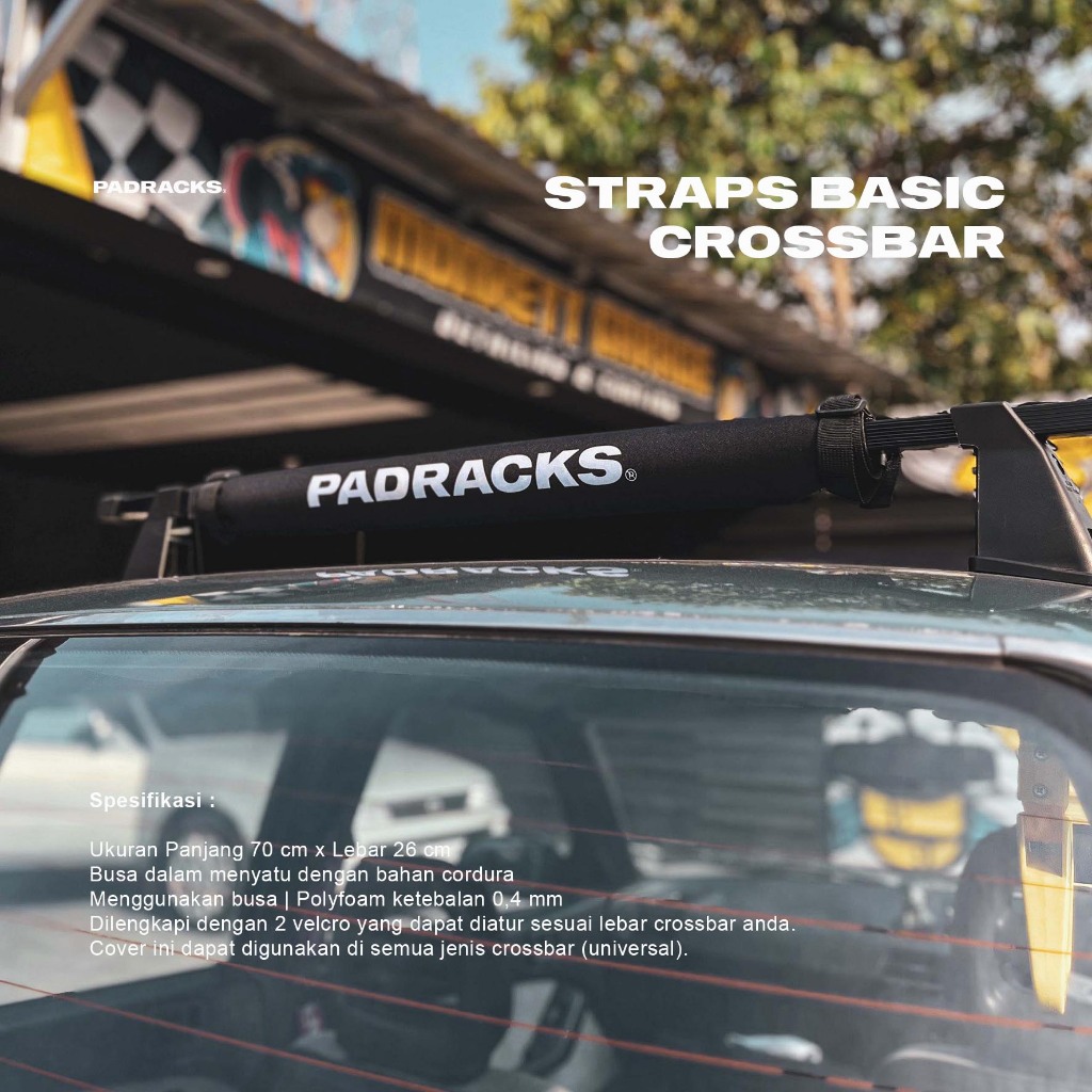 Padracks | Straps Basic | Cover Crossbar mobil | Ukuran panjang 70 cm | Busa untuk crossbar mobil