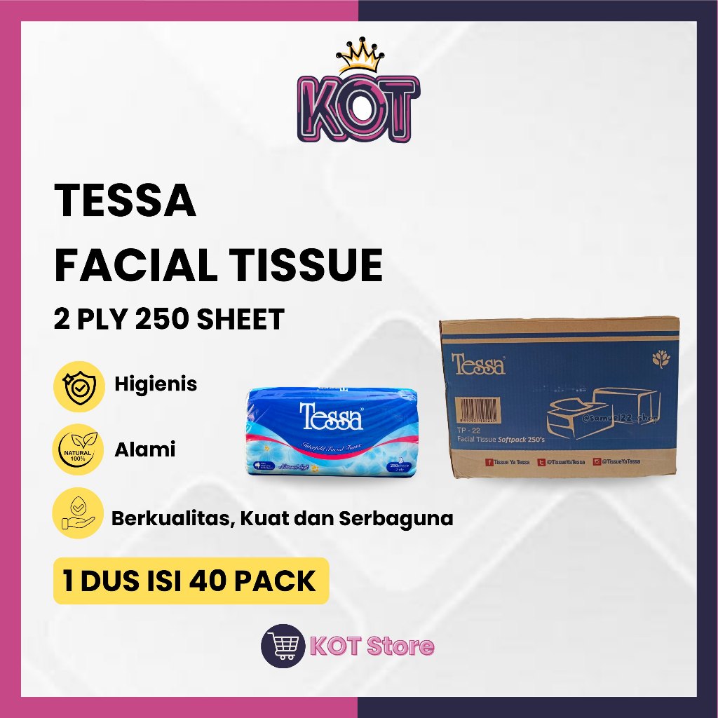 1 (SATU) DUS – TESSA FACIAL TISSUE 250 SHEET (ISI 40 PCS)