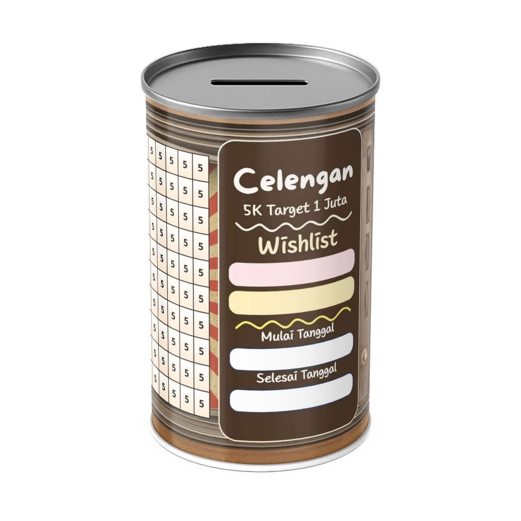 Celengan Target JUMBO 5K Target 1 Juta – Diameter 10cm Tinggi 20cm | Nabung Lebih Semangat