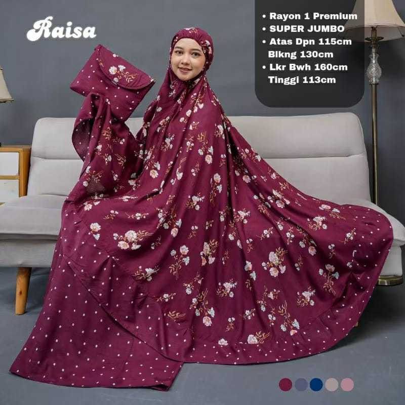 Mukena Dewasa Raisa Rayon Premium Size Super Jumbo Mukena  Terbaru Motif Bunga Sakura