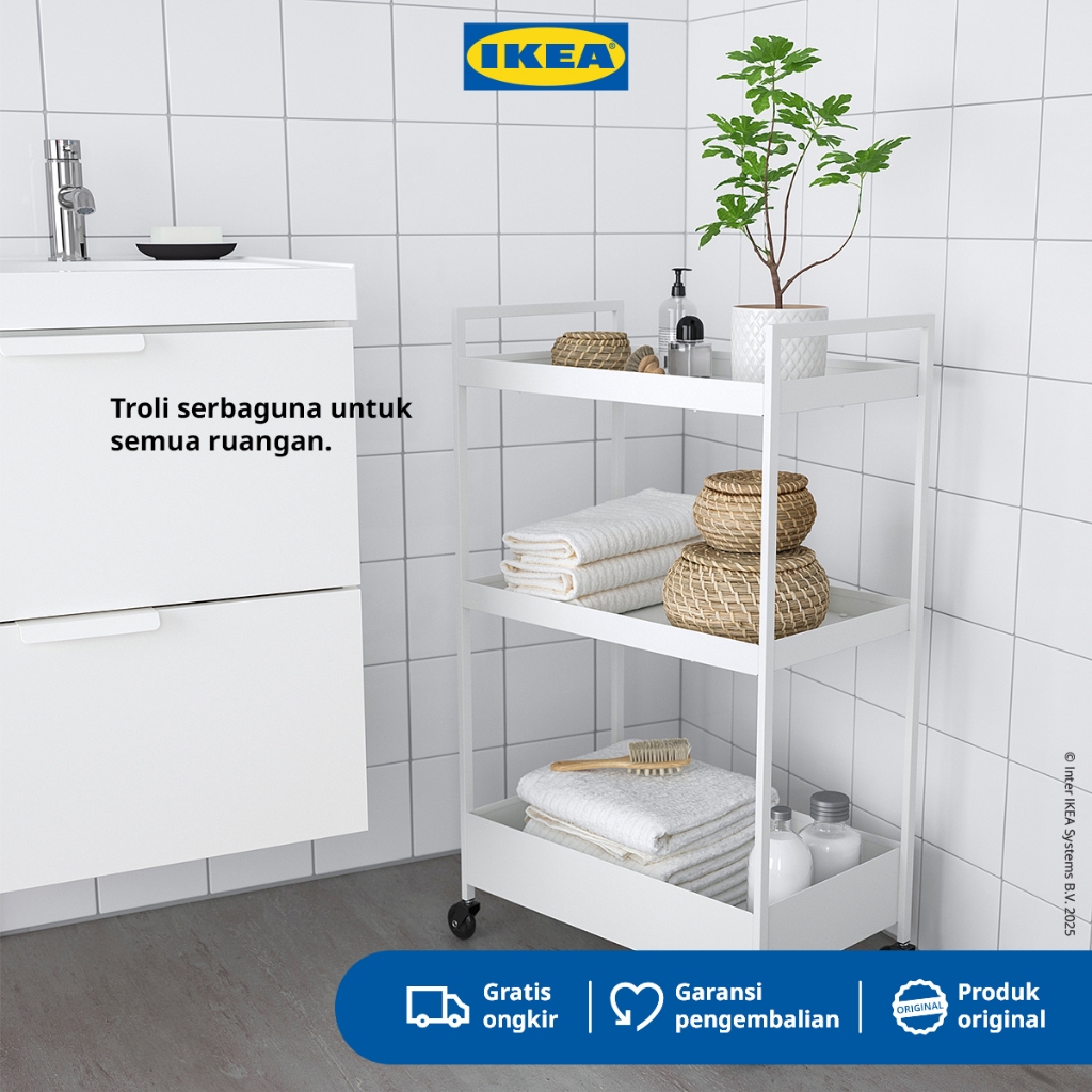 IKEA NISSAFORS Rak Troli Serbaguna Putih 51x30x83cm