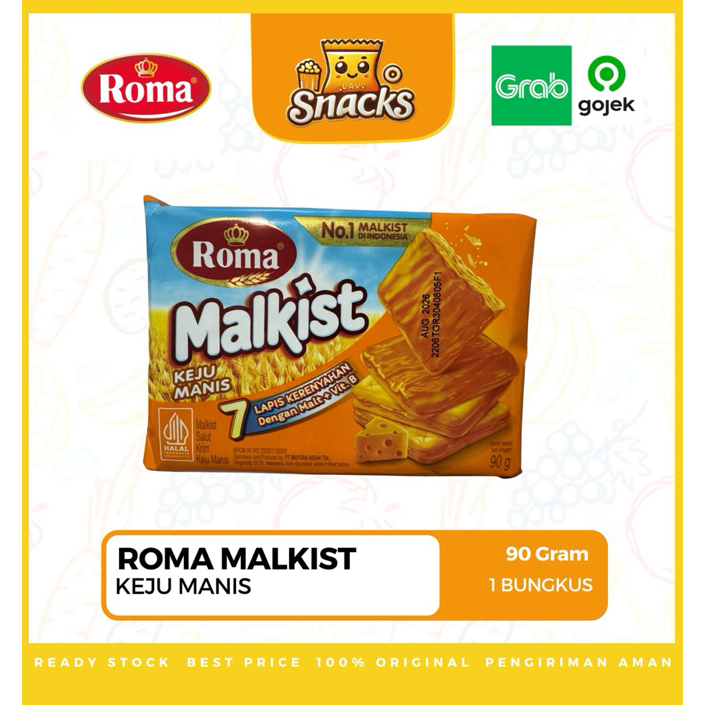 

Lav.Snack l Roma Biskuit Malkist Rasa Keju Manis 90 gr - 1 pcs
