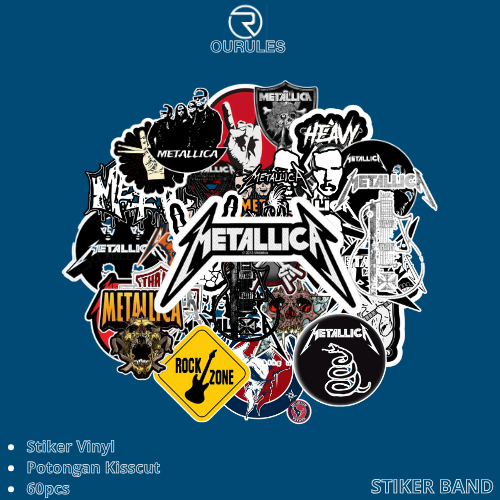 

OURULES - 60 Pcs Stiker Pack Band METALICA Super Hypebeast Aesthetic 005 VinyL Glossy Waterproof