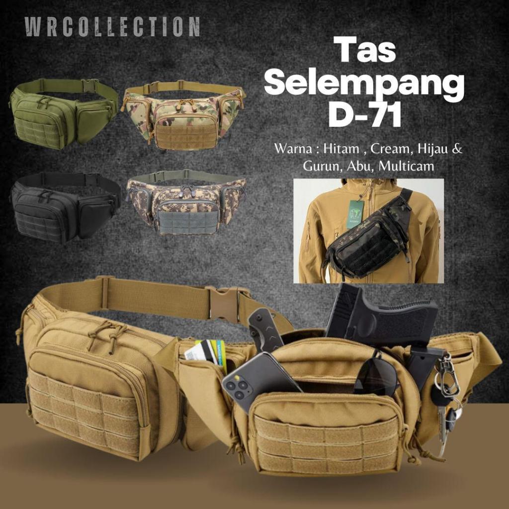 Tas Selempang Tactical D-71 / Tas Bahu Pinggang Militer Taktis / Tas Dada Luar Ruangan Sarung Pistol