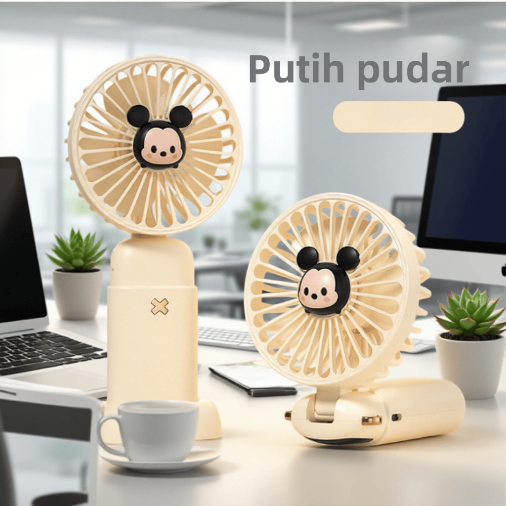 Kipas Lipat Mini 3 Speed USB Rechargeable - Bisa Dudukan HP, Baterai Tahan Lama, Bahan ABS Kuat & Aw