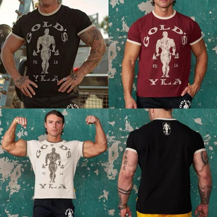 Kaos Gym Pria Gold Bodyfit Elastis