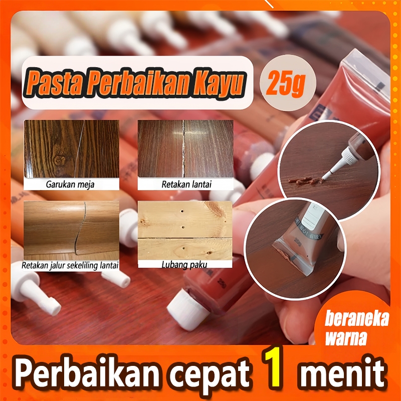 dempul kayu siap pakai instan 25g hardener dempul triplek tusir hpl taco coklat&hitam&Putih KRIM RES