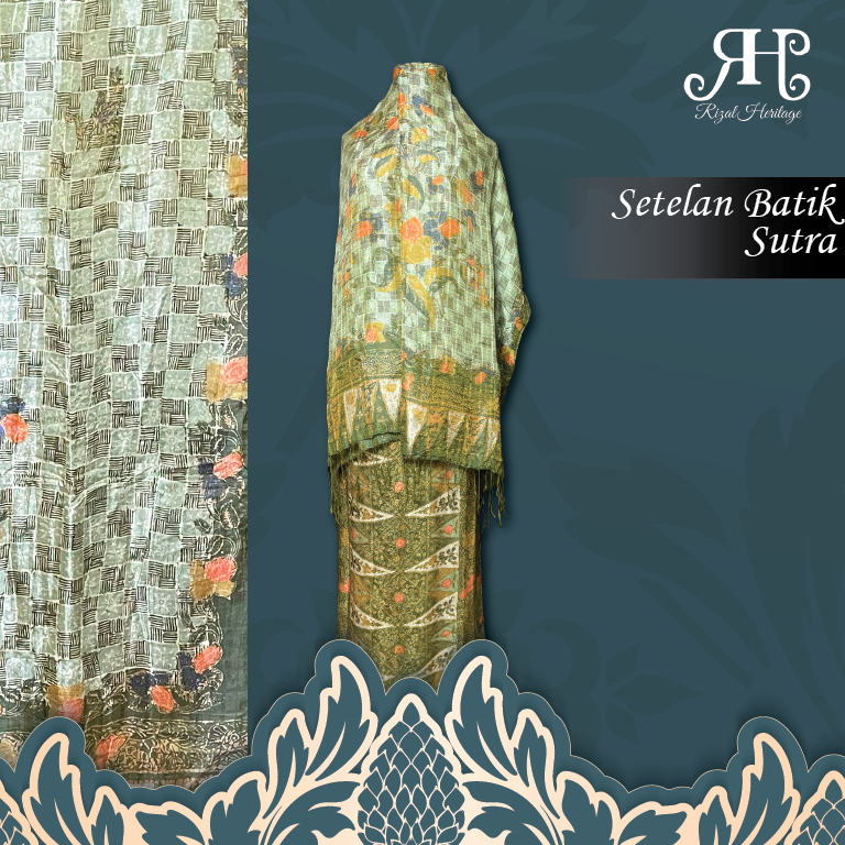 Setelan Seledang dan Kain Batik Tulis Bahan Sutra | One Set Batik Sutra Tulis