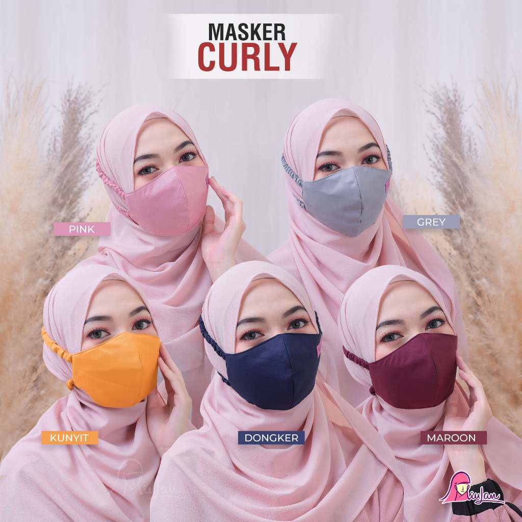 Masker Curly Miulan / Masker Kain / Masker Kondangan / Masker Bunga / Masker Katun / Masker Duckbil 