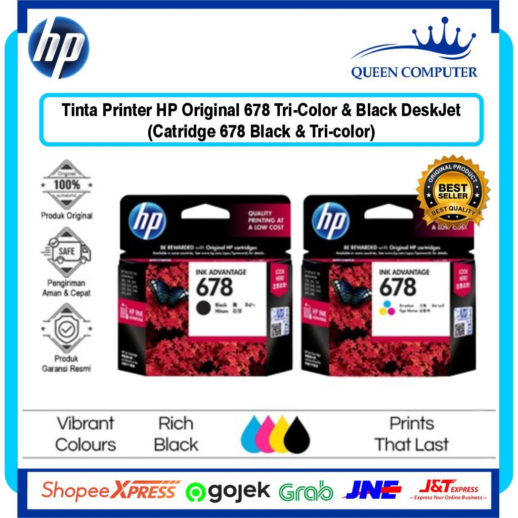 Tinta Printer HP Original 678 Black / Tri-Color DeskJet 1515 2515 2545