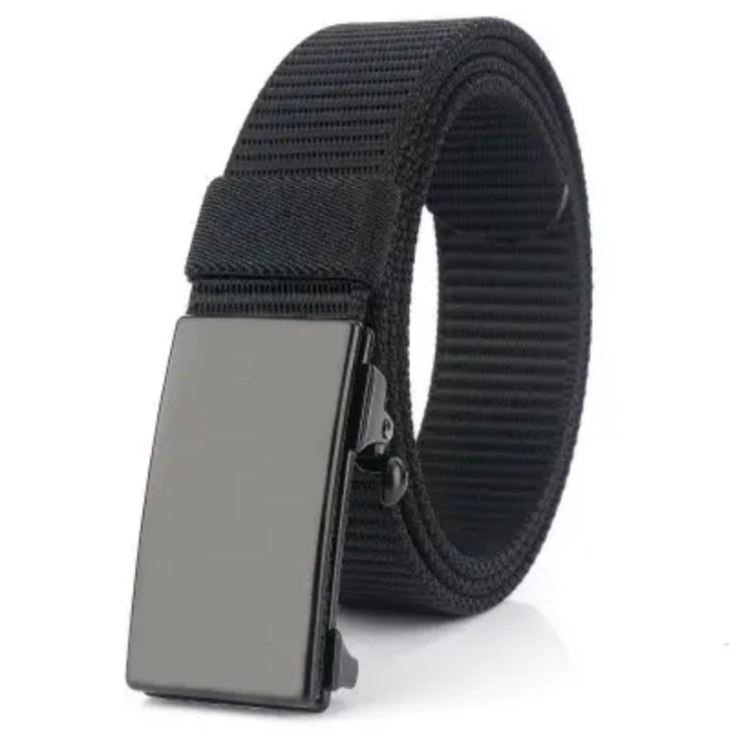 Ikat Pinggang Pria Rel Polos Kanvas . Sabuk Pria Dewasa . Gesper Rel Dalam