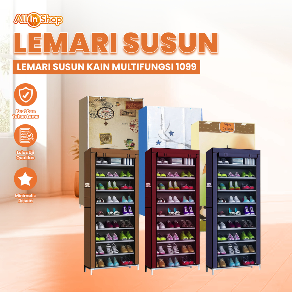 Rak Sepatu Susun Lemari Kain Serbaguna Rak Kabinet Penyimpanan Lemari Rak Sepatu Allinshop_