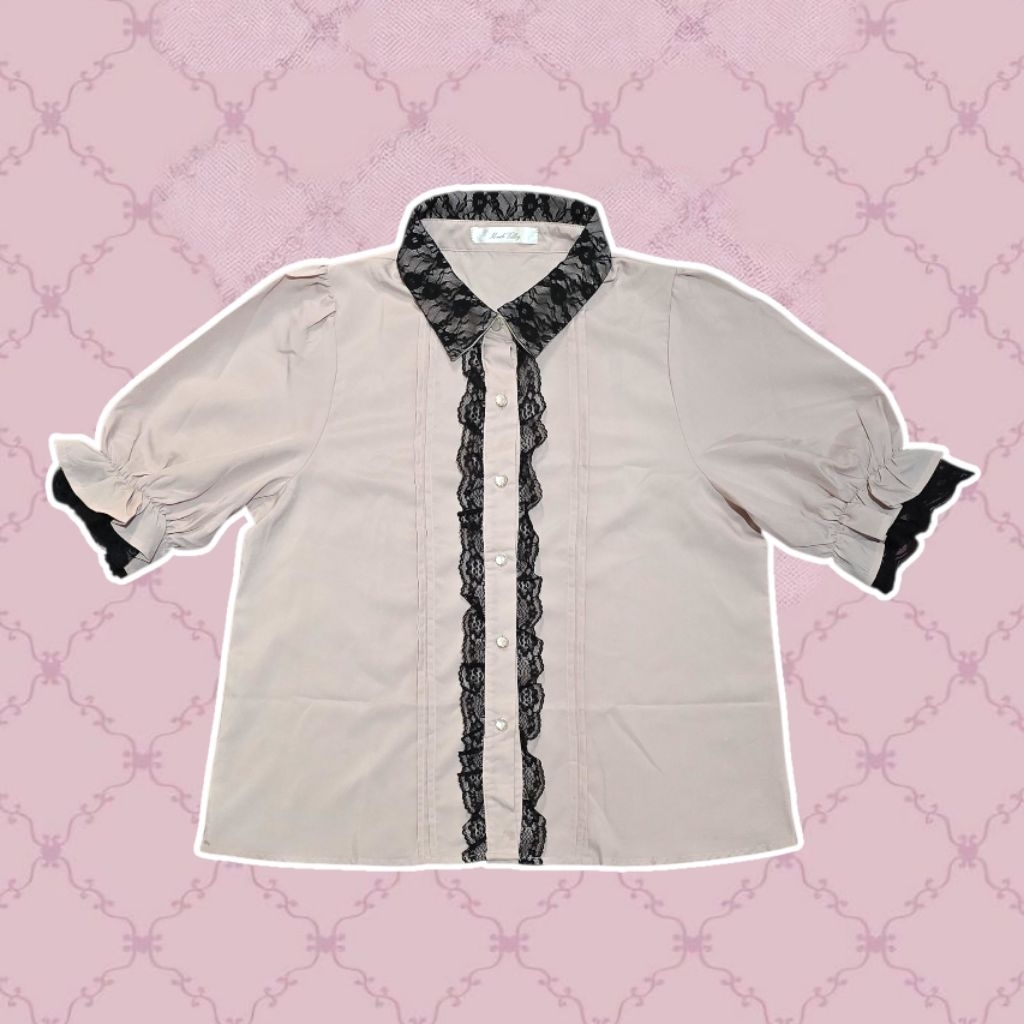 Mouth Valley Jirai Kei Baby Pink Blouse Lace Frill Ryousangata Kawaii Japanese