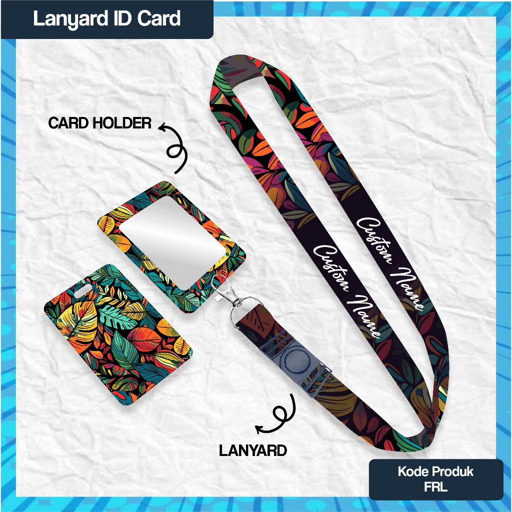 

[LANYARD CUSTOM NAME] Strap Lanyard Card Holder Floral Custom Name tali hp - gantungan kunci - Id card