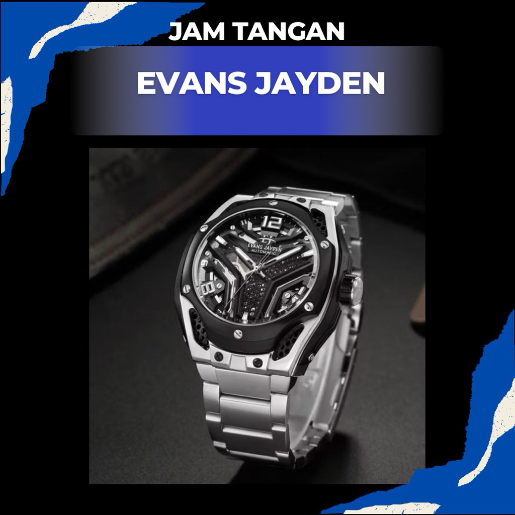 Evans Jayden Jam Tangan Pria 9621 Rantai Automatic Movement Stainless Steel Kaca Sapphire Chronograp