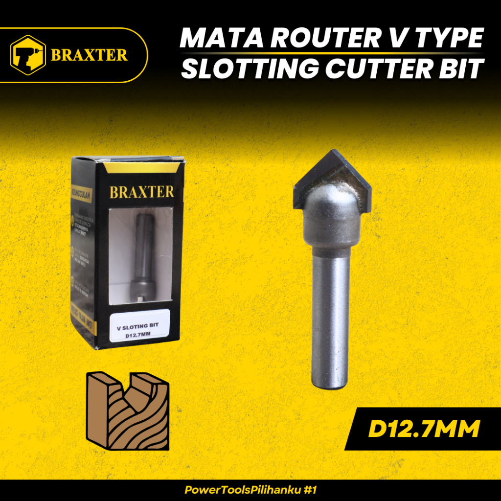 BRAXTER V TYPE SLOTTING CUTTER BIT Mata Router / Profil / Trimmer Kayu TCT