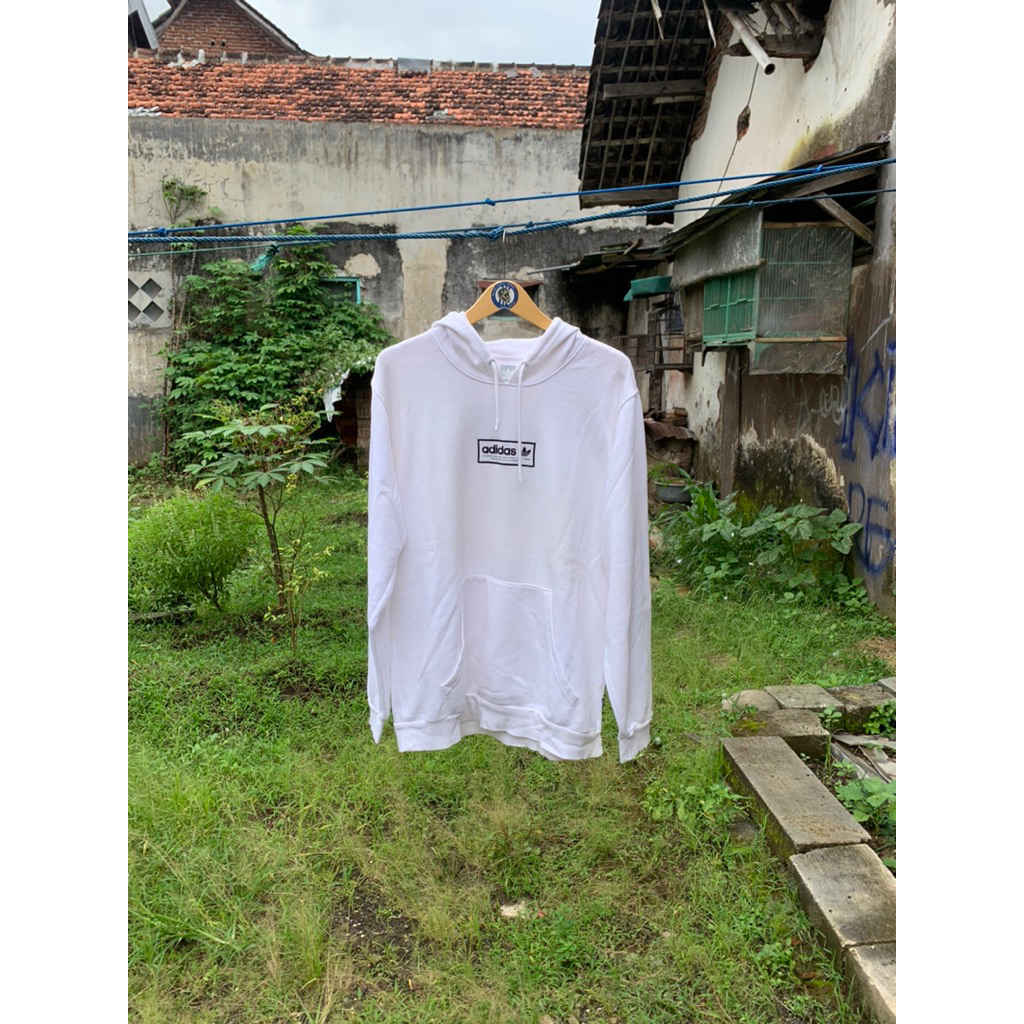 Hoodie adidas center logo white