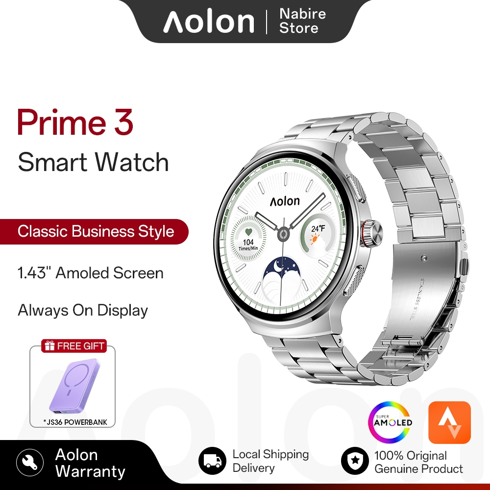 Aolon Prime 3 Smartwatch 46mm AMOLED Screen Metal Case IP68 Waterproof Business Style Smart watch