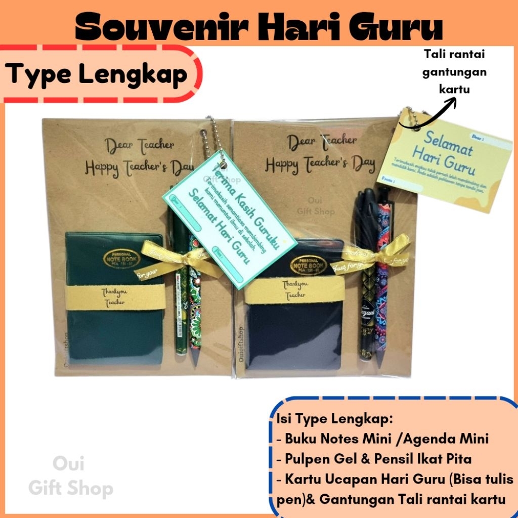 Souvenir Hadiah Guru / Souvenir Hari Guru Notebook Pulpen Batik Termasuk Kartu Ucapan Hari Guru / Ha