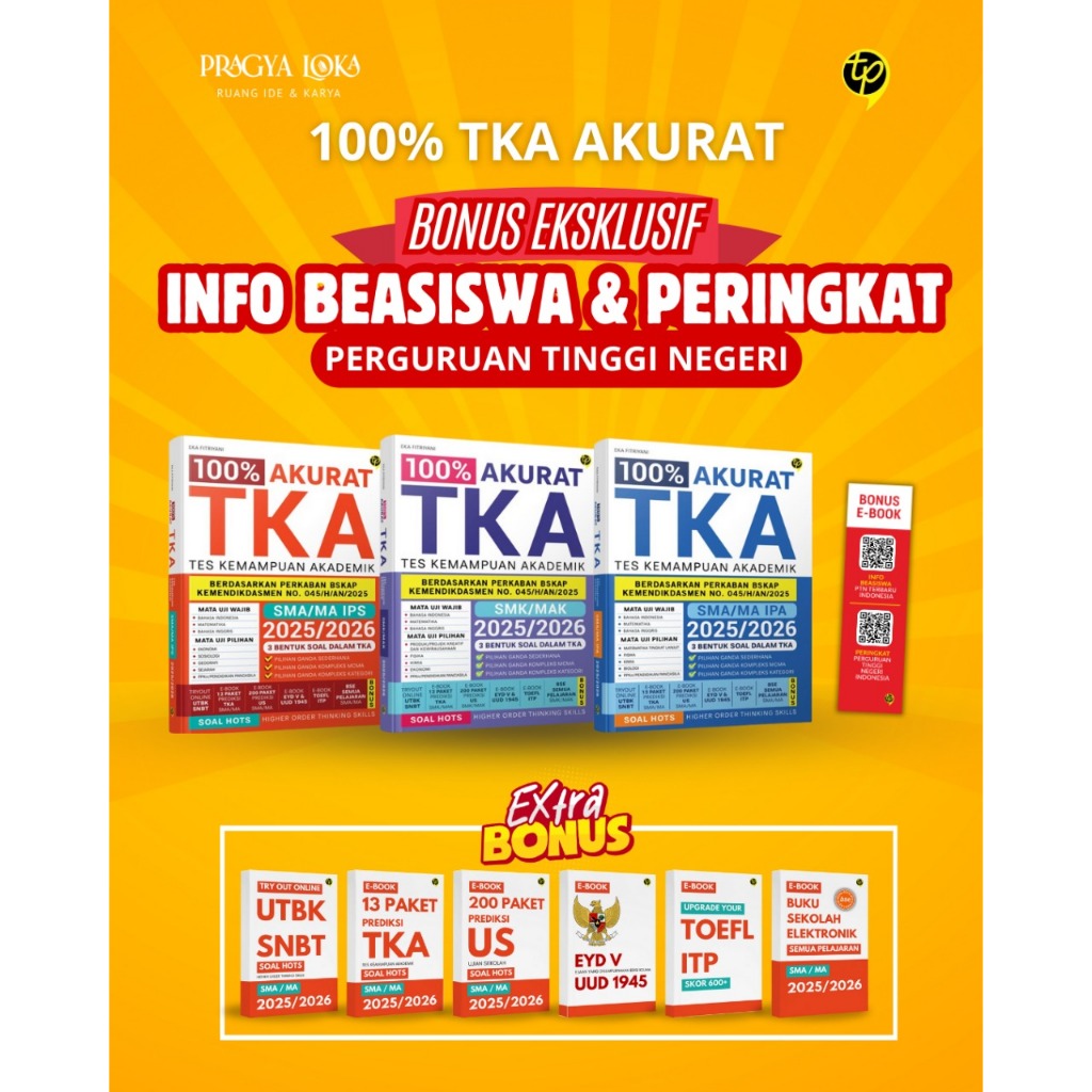 Paket Buku 100% Akurat TKA SMK/MAK SMA/MA IPA IPS 2025/2026 The King Gercep Kompeten