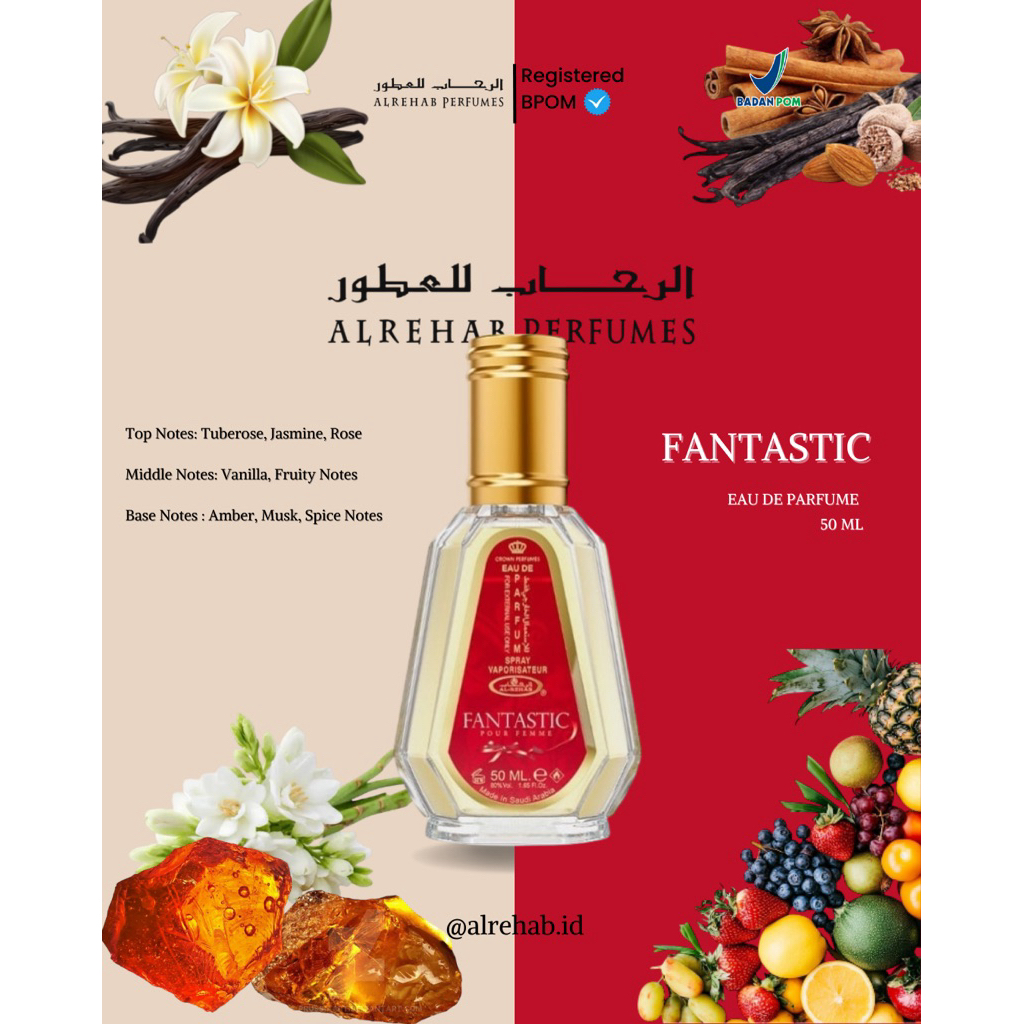 AL REHAB PERFUMES FANTASTIC spray 50ML (Parfum original Saudi arabia) BPOM