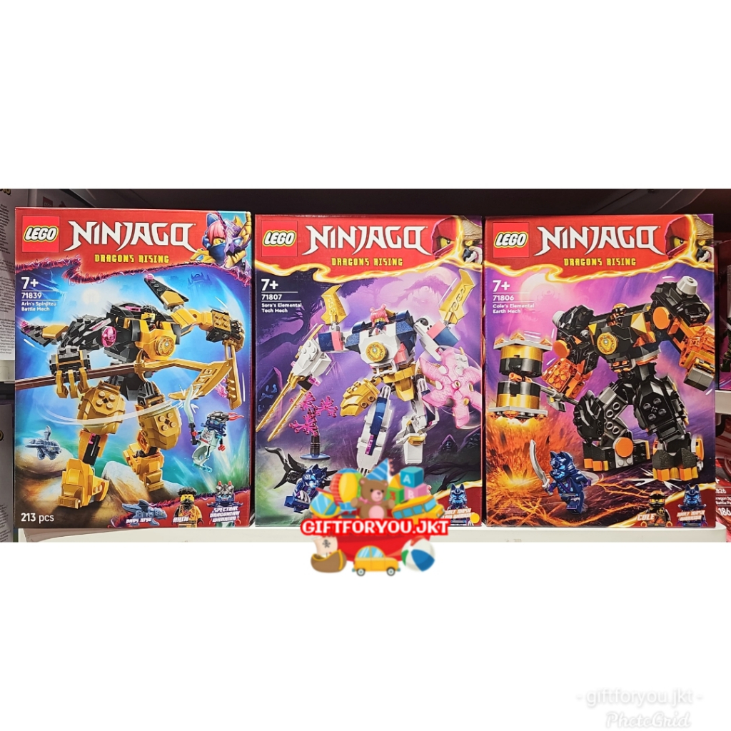 Lego Ninjago Dragon Rising 71839 71806 71807 Arin’s Spinjitzu Battle Mech Toy Set Minifigures Model 