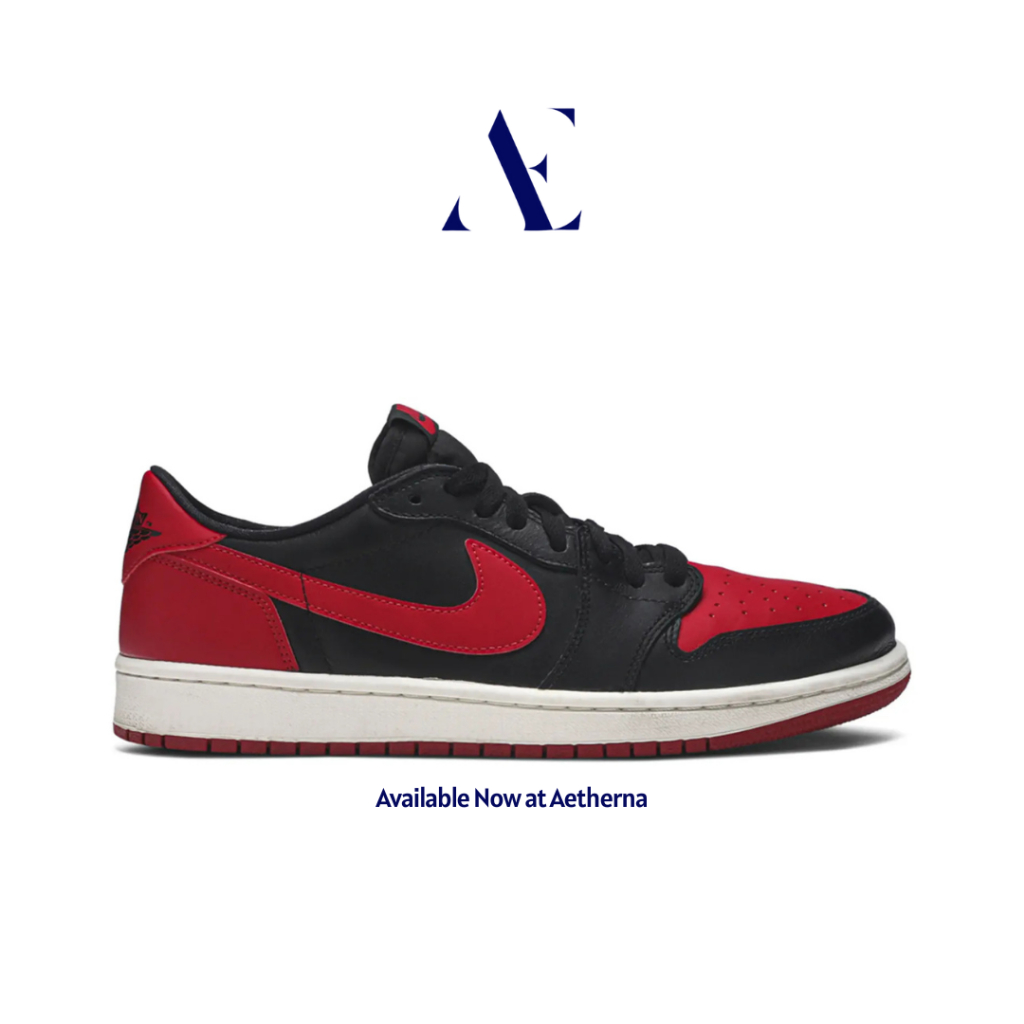 Aetherna. - Sepatu Sneakers Air Jordan 1 Low Retro OG Bred Banned Bred Black Red White Authentic