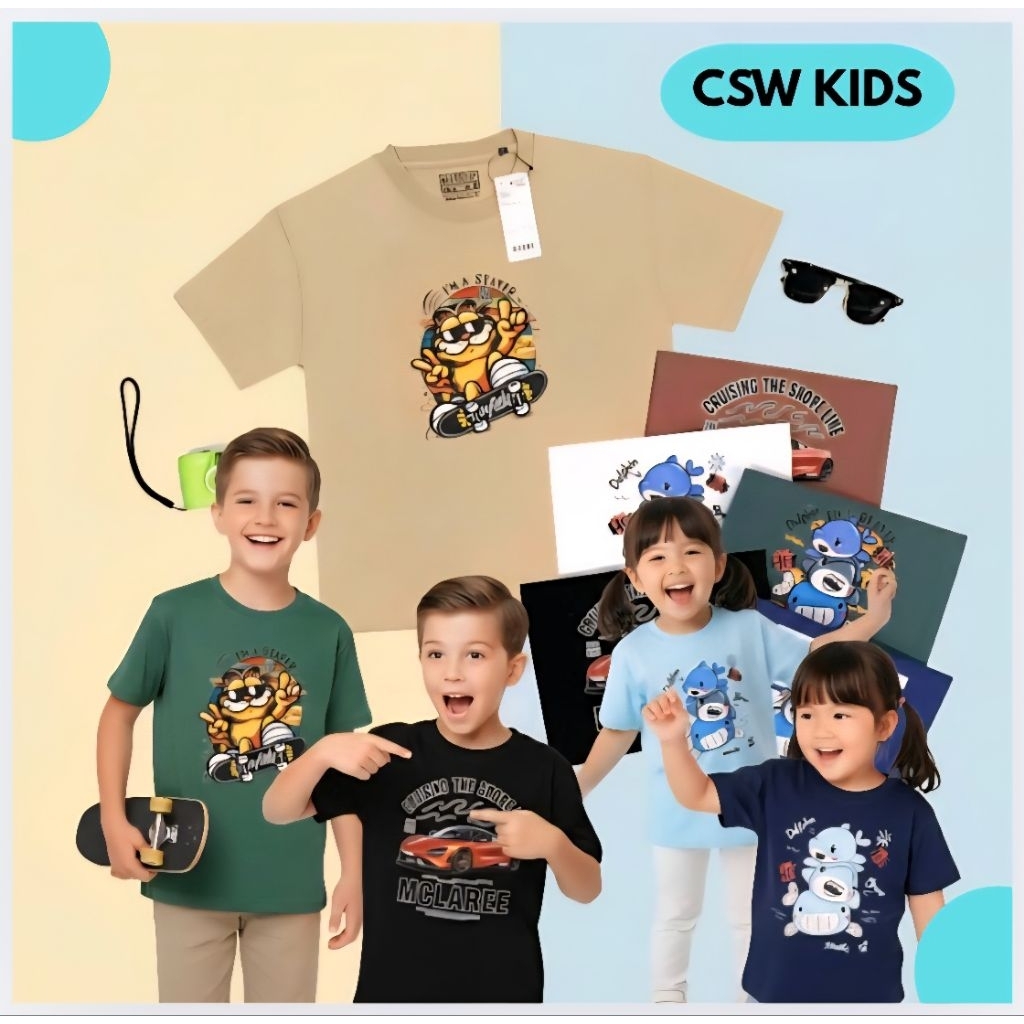 CSW Kids Wear | Atasan Anak anak kaos | Blind Package 3 pcs | Random Picture