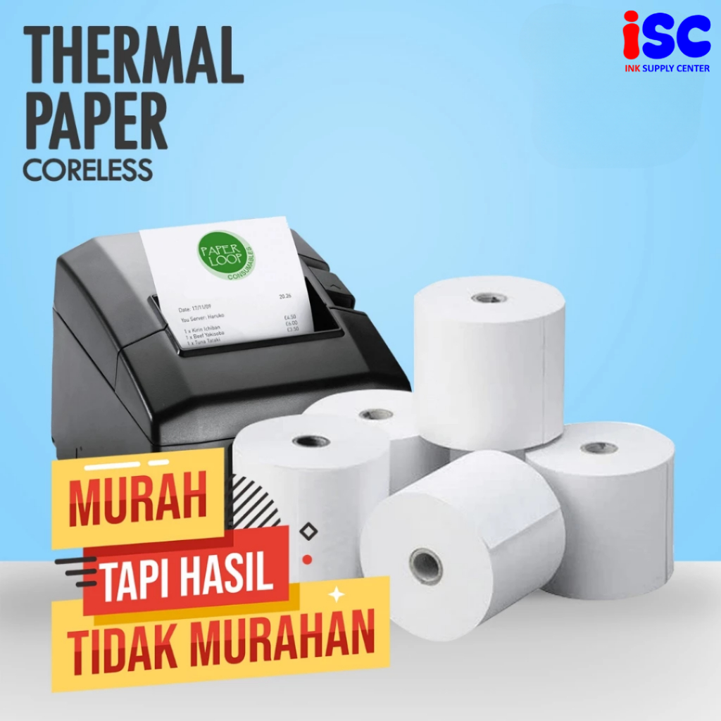 

Kertas Thermal Roll Coreless TERMURAH Untuk Mobile Printer 57x30 Kertas Thermal 57 x 30