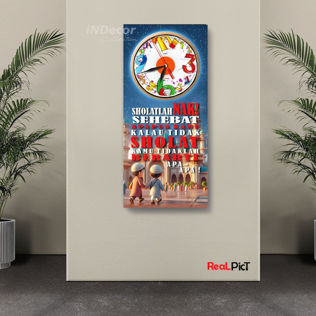Cettha - Jam Dinding Quotes / Hiasan Dinding Motivasi Islami Solatlah Nak / Jam Dinding Quotes Islam