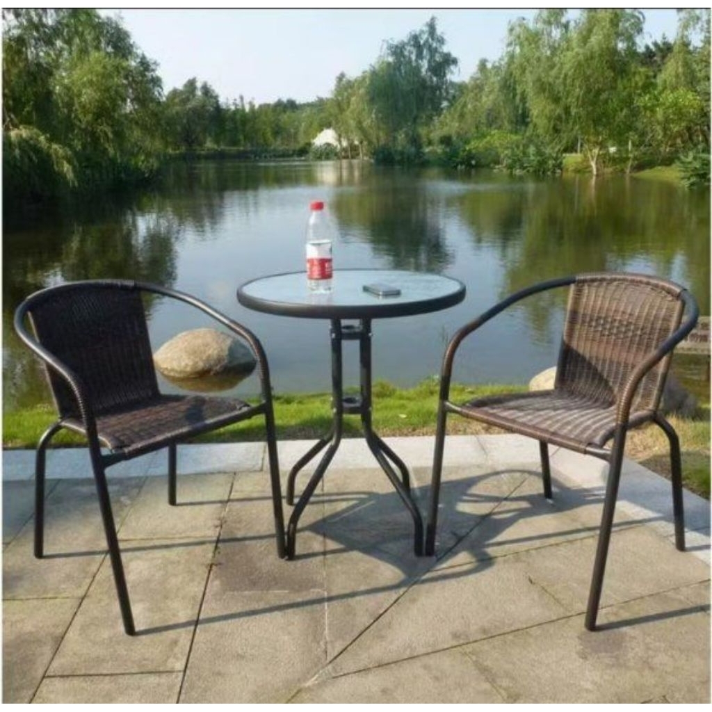 Set Teras Meja Kursi Teras Besi anyam Rotan sintetis IMPORTA