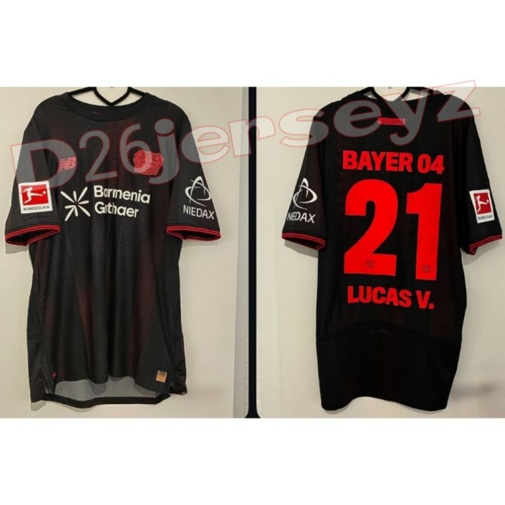 Jersey BayerR_ LeverkusenN_ Home 2025 / 2026 + Cetak Nama Nameset LUCAS V. 21 / TILLMAN 10 / Custom 