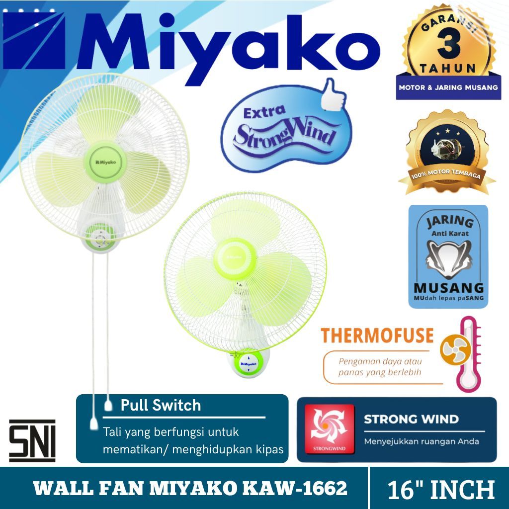 Miyako Kipas dinding 16inch/ wall fan miyako 1662