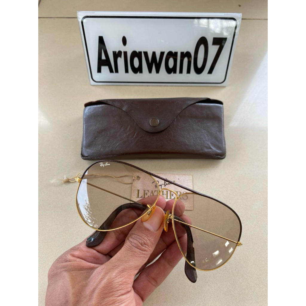 kacamata b&amp;l Ray-Ban usa leather sz 62 kaca photobrown untuk siang-malam
