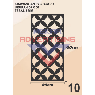 KRAWANGAN PVC BOARD HITAM / ORNAMEN PVC FOAM BOARD HITAM TEBAL 5MM MODEL 10 UKURAN 30X60