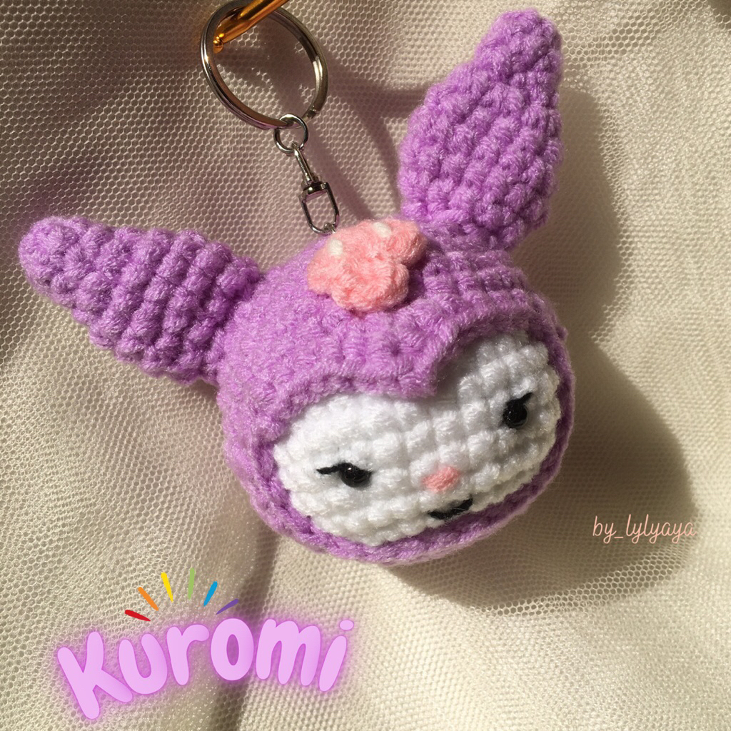 Crochet Kuromi Keychain | Kuromi Bag charm | Kuromi rajut handmade