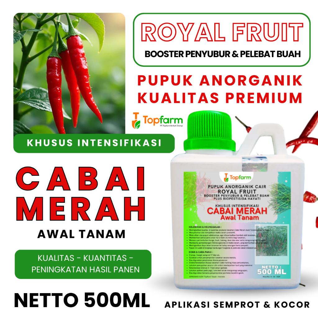 Pupuk Booster Cabai Merah/ Pupuk Perangsang Buah Pelebat Buah Cabe Merah/ Pupuk Mempercepat Pertumbu