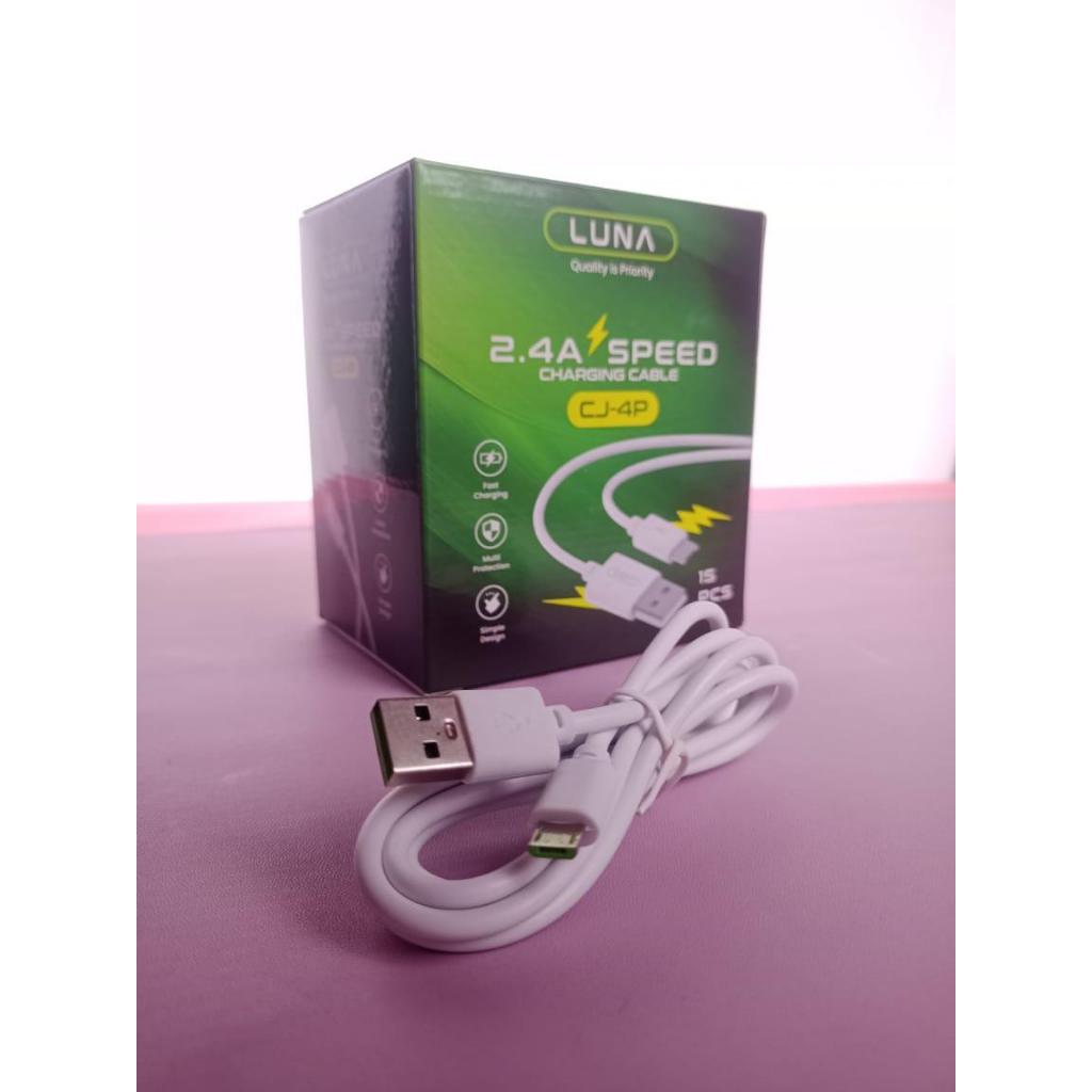 LUNA CJ-4P Kabel Data Micro & Type-C Fast Charging 2.4A | 1 Box Isi 15 Pcs | Kabel Charger HP Aman &