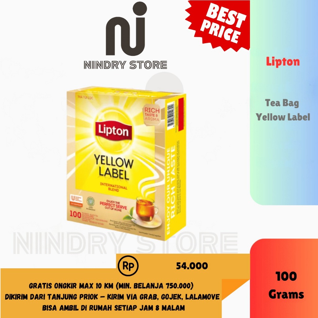 

Lipton Tea Bag Yellow Label Envelope 100g – Teh Celup Premium | Nindry Store