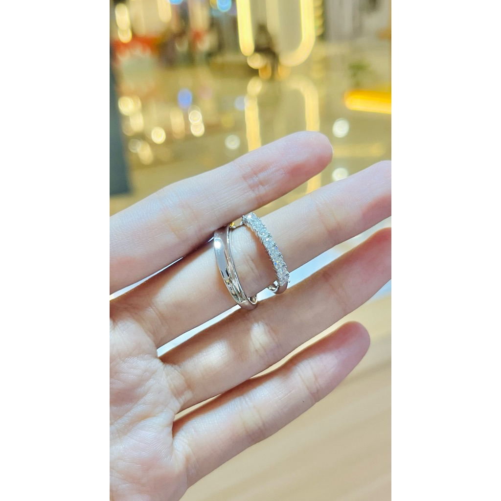 cincin couple permata moissanite mewah