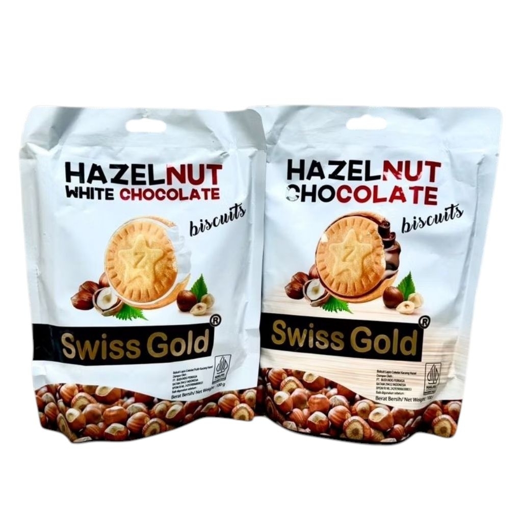 

Swiss gold hazelnut white chocolate 200gr / dark chocolate biscuits 100gr fr