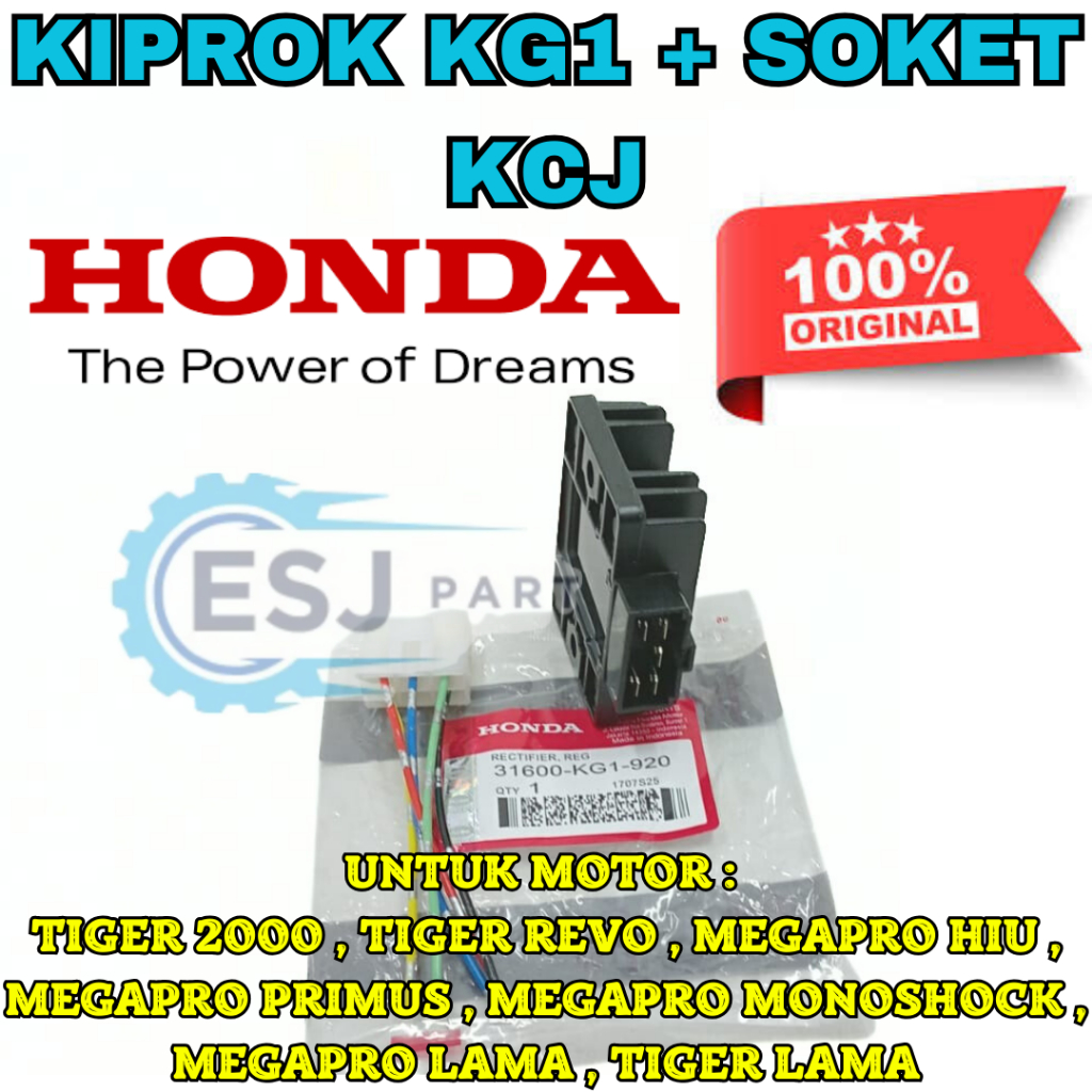 KIPROK KG1+SOKET KCJ HONDA TIGER MEGA PRO MEGA PRO PRIMUS PRESISI ASLI HONDA AHM ORIGINAL 100% ASLI.