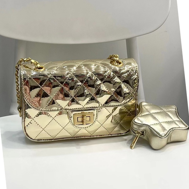 Tas selempang wanita import warna gold+ star ( No Brand )