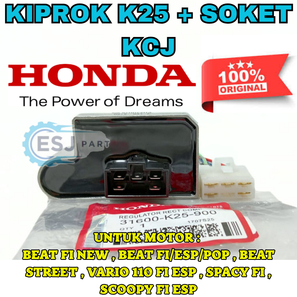 KIPROK K25 + SOKET KCJ HONDA BEAT FI/SCOPPY FI/SPACY FI/REVO FIT FI/REVO X FI/REVO FU ORIGINAL 100%.
