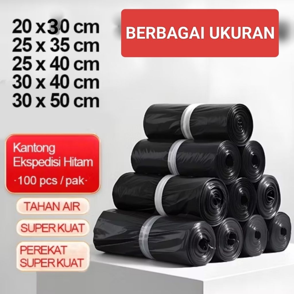 

Plastik packing polymailer 30X40 kantong HITAM isi 100pcs Polymailer Lem online shop