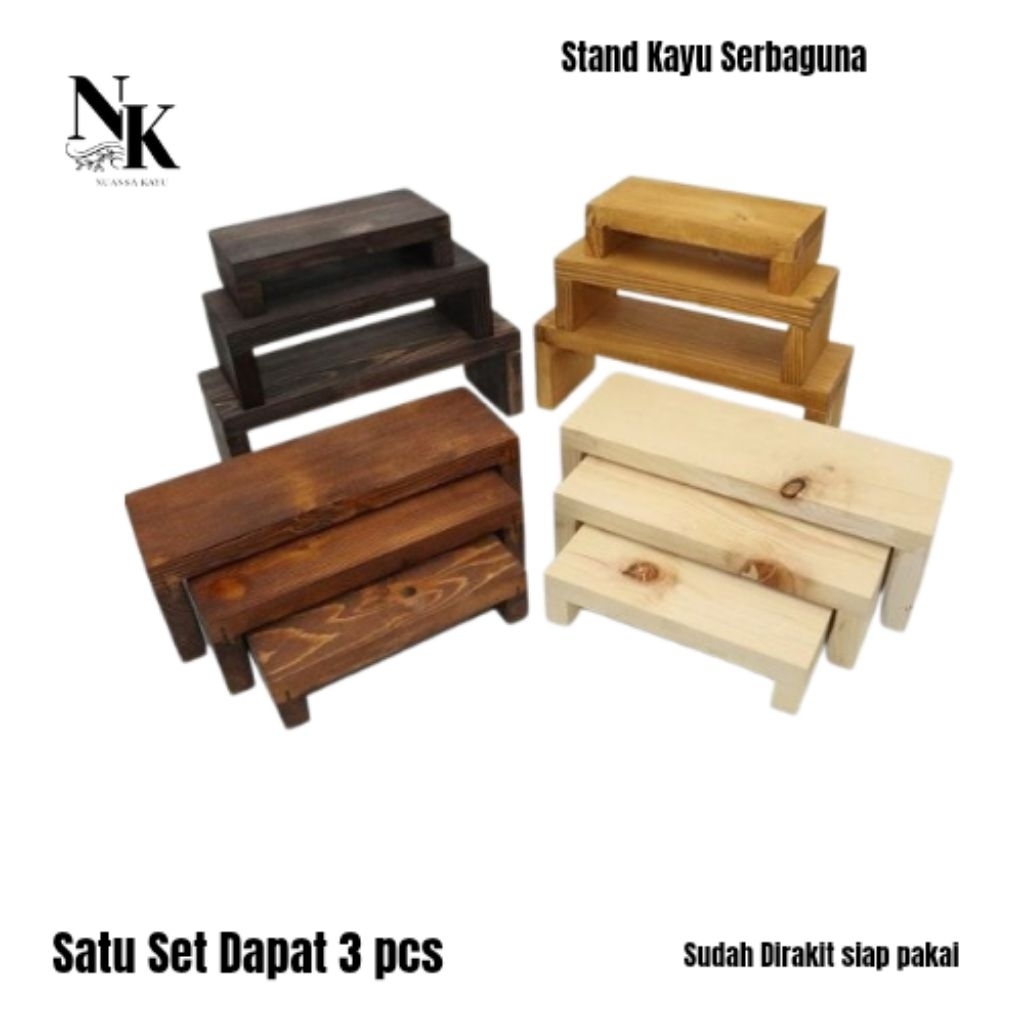 Satu Set Stand Rak Bumbu Dapur Kayu/ Stand Komputer Siap Pakai
