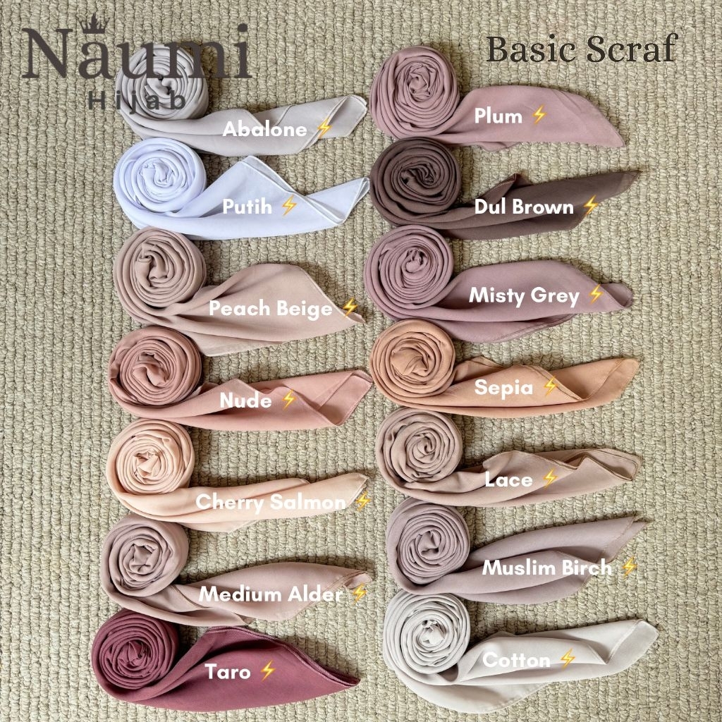 Jilbab Segi Empat Polos Basic Scarf Polycotton Premium, Jilbab Premium