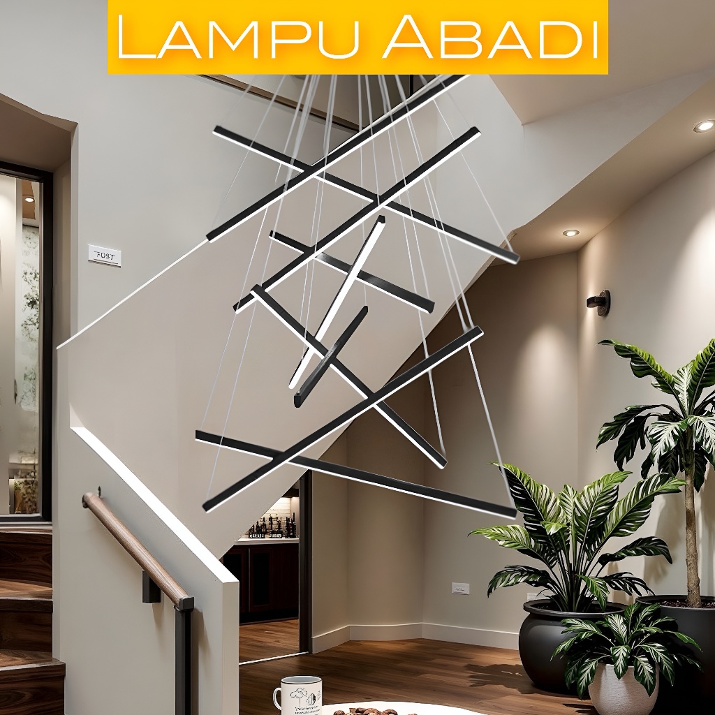 Lampu ABADI Lampu Gantung Minimalis Modern Simple 3 Warna LED Hitam Untuk Tangga atau Void
