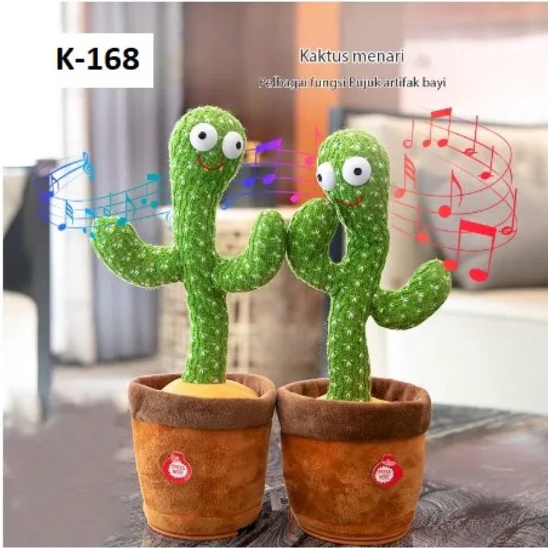 Sikat abis CMBoneka Kaktus Goyang Charger USB Mainan kaktus suara menari  Mainan kaktus menari LED